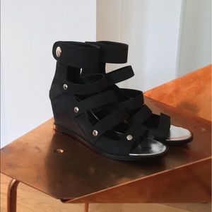 Opening Ceremony Nubuck Olivia navy wedge sandals